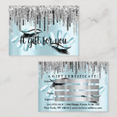 商品券美容師爪、 ネイルブルーシルバー 名刺 (正面/裏面)