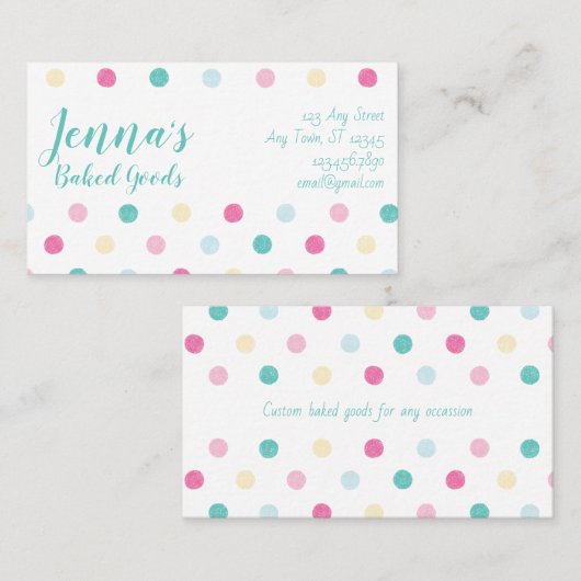 商品焼いたおもしろいカラフルドットパタカスタムーン 名刺 (正面/裏面)