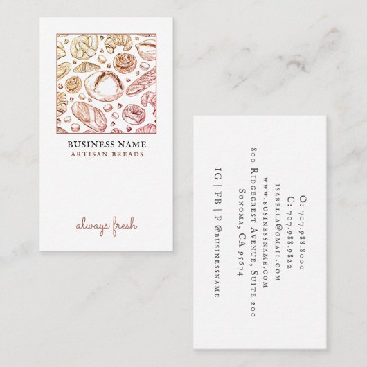 商品焼いたパンベーカリー名刺 名刺 (正面/裏面)