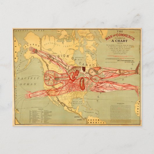 商工マップ統一された州（1889年） ポストカード (正面)