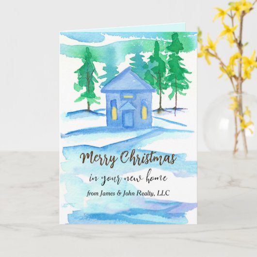 商店名から不動産仲介業者メリークリスマス カード (黄色い花)