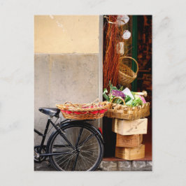 商店街の前にイタリアンある自転車 ポストカード