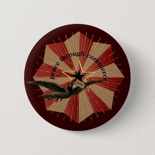 商業ボタンを通した平和 缶バッジ (正面)