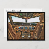 商業用ジェット旅客機コックピットの背景 シーズンポストカード (正面/裏面)