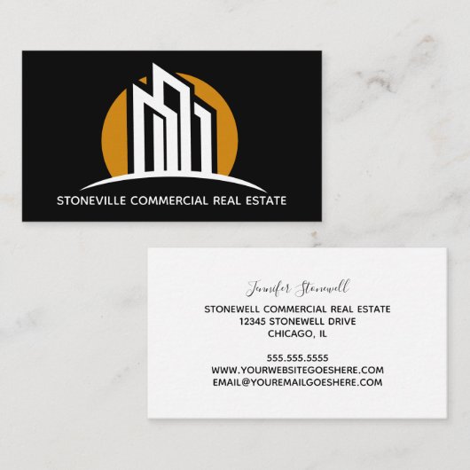 商用エテ実在ートエージェントシックカスタムブラック 名刺 (正面/裏面)