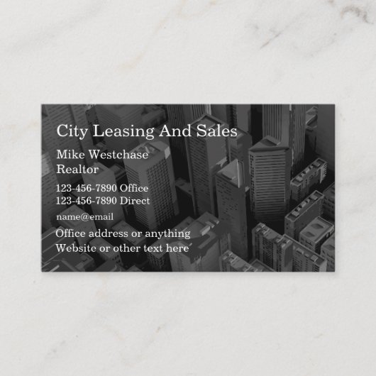 商用オフィスのリースと不動産 名刺 (正面)