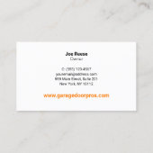 商用ガレージドアインストーラと修理 名刺 (裏面)