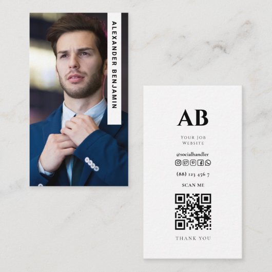 商用バンカーフォトQRコード名刺 名刺 (正面/裏面)