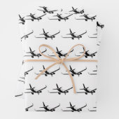 商用飛行機バックビューグラフィックモチーフのパターン ラッピングペーパーシート (インサイチュ)