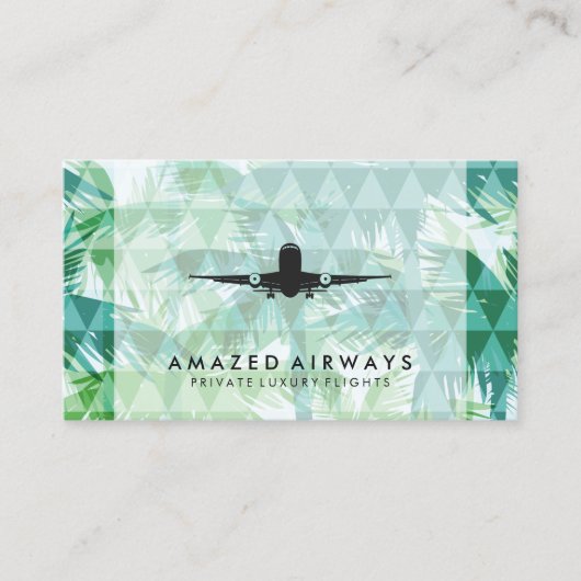 商用飛行機 | 幾何学的なヤシの木 名刺 (正面)