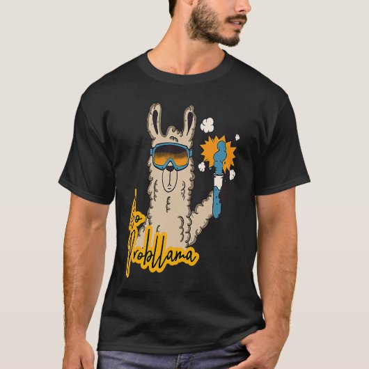 問題なしラマ労働ラマ Tシャツ (正面)