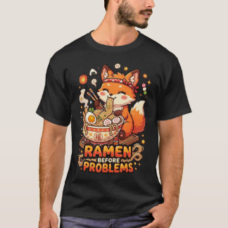 問題の前のラーメン かわいいラーメン好き Tシャツ