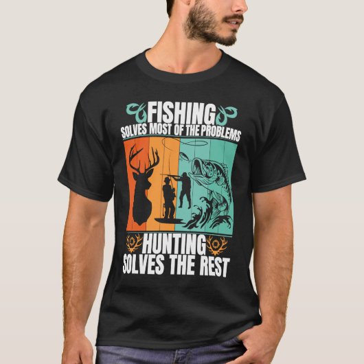 問題の大部分を解おもしろい決魚釣り狩り Tシャツ (正面)