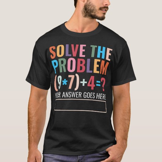 問題を解く 67 六七 面白い数学教師 Tシャツ (正面)
