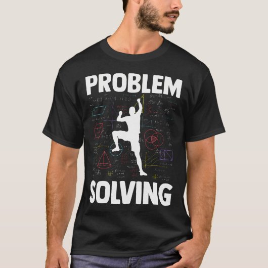 問題解決のクライマー駄洒落 ロッククライミング Tシャツ (正面)