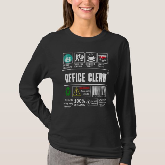 問題解決を含む事務スキルラベル Tシャツ (正面)