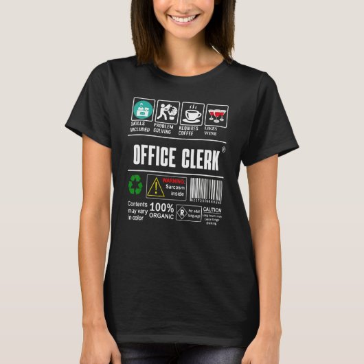 問題解決を含む事務スキルラベル Tシャツ (正面)