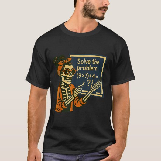 問題解決 9x7+4 67 ミーム シックス セブン スケルトン tシャツ (正面)