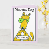 啓発された犬の挨拶状、DenisGastonArt カード (黄色い花)