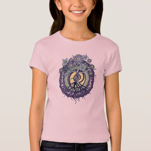 啓発の曼荼羅の女の子のTシャツの木 Tシャツ (正面)