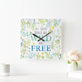 善い物は皆荒々しく自由だ スクエア壁時計 (ホーム)