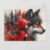 善い狼は小さな赤を見守る ポストカード (正面)