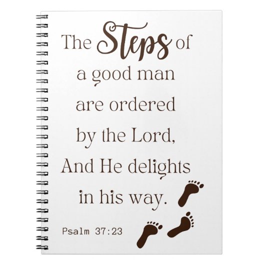 善人のステップ – Psalm 37:23 Bible Verse ノートブック (正面)