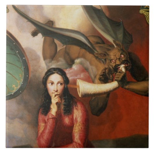 善悪: 若い女性、1を誘惑している悪魔 タイル (正面)