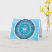 喉のチャクラマンダラグリーティングカード カード (黄色い花)