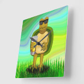 喉の渇いた亀 スクエア壁時計 (傾斜)