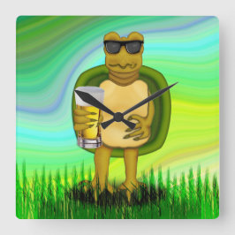 喉の渇いた亀 スクエア壁時計