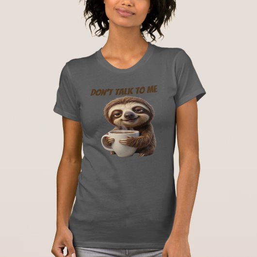喋らないで コーヒー ナマケモノ Tシャツ (正面)