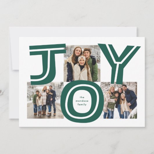 喜はっきりしたび3枚の写真の赤いモダンクリスマス シーズンカード (正面)