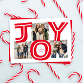 喜はっきりしたび3枚の写真の赤いモダンクリスマス シーズンカード