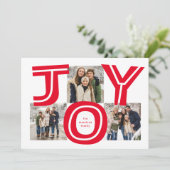喜はっきりしたび3枚の写真の赤いモダンクリスマス シーズンカード (スタンド正面)