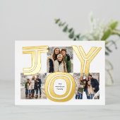 喜はっきりしたび3枚の写真の赤いモダンクリスマス 箔シーズンカード (立ち正面)