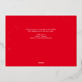 喜はっきりしたび3枚の写真の赤いモダンクリスマス 箔シーズンカード (裏面)