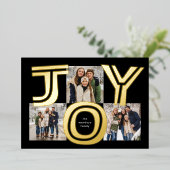 喜はっきりしたび3枚の写真モダン黒クリスマス 箔シーズンカード (立ち正面)