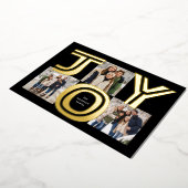 喜はっきりしたび3枚の写真モダン黒クリスマス 箔シーズンカード (回転した状態)