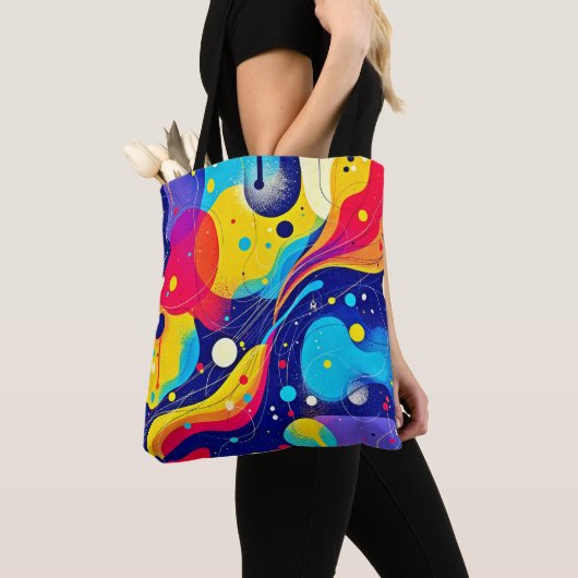 喜ばしいエネルギー流れアート トートバッグ (クローズアップ)