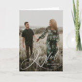 喜ばしいエレガンススクリプトフォトホリデーグリーティングカード シーズンカード (正面)