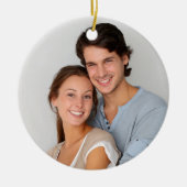 喜ばしいカップル写真クリスマス セラミックオーナメント (正面)
