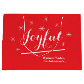 喜ばしいギフトシックなスクリプト素朴シック赤いクリスマス ラージペーパーバッグ (正面)