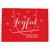 喜ばしいギフトシックなスクリプト素朴シック赤いクリスマス ラージペーパーバッグ (裏面)