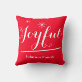 喜ばしいギフトスクリプト名シック素朴レッドクリスマス クッション (裏面)