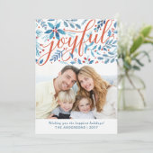 喜ばしいクリスマスの水の色の葉の休暇写真 シーズンカード (スタンド正面)