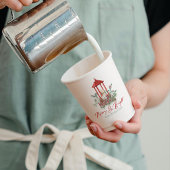 喜ばしいクリスマスの雰囲気の花とランタンブーケ 紙コップ