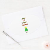 喜ばしいクリスマスオーバルステッカー 楕円形シール (封筒)