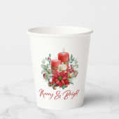 喜ばしいクリスマスバイブの花とキャンドルブーケ 紙コップ (裏面)