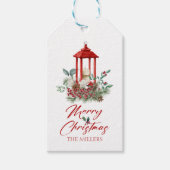 喜ばしいクリスマスバイブの花とランタンブーケ ギフトタグ (正面)